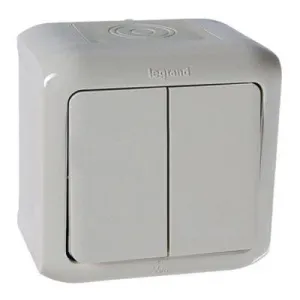 Выключатель 2-клавишный Legrand QUTEO, открытый монтаж, серый, 782332