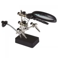 Держатель "третья рука" с лупой х2.5 подставка под паяльник LED подсветка Rexant 12-0250