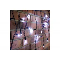 Гирлянда «Айсикл» («Бахрома») 4,8х0,6м, эффект мерцания, черный провод, 230В, белые 176LED IP65