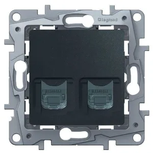 Розетка компьютерная 2xRJ45 Cat.5 Legrand ETIKA, антрацит, 672655