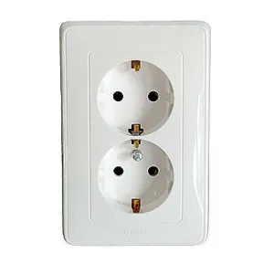 Розетка двухместная Legrand CARIVA, скрытый монтаж, с заземлением, белый, 773627