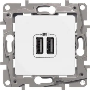 Розетка 2xUSB Legrand ETIKA, белый, 672294
