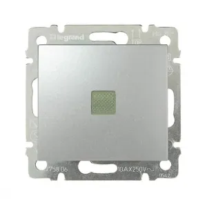 Выключатель 1-клавишный Legrand VALENA CLASSIC, с подсветкой, скрытый монтаж, алюминий, 770110