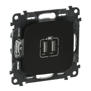 Зарядное устройство 2xUSB Legrand VALENA ALLURE, скрытый монтаж, антрацит, 754998