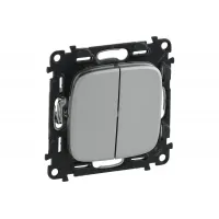 Переключатель 2-клавишный Legrand VALENA ALLURE, скрытый монтаж, алюминий, 752908