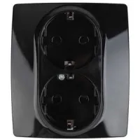 12-2104-06 ЭРА Розетка 2X2P+E Schuko со шторками, 16A-250В, IP20, Эра12, чёрный