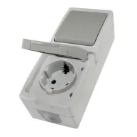 Блок: выключатель 1-клавишный и розетка TDM ВУОКСА, открытый монтаж, SQ1803-0011