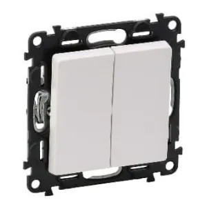 Переключатель 2-клавишный Legrand VALENA LIFE, скрытый монтаж, белый, 752408