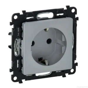 Розетка Legrand VALENA LIFE, скрытый монтаж, с заземлением, алюминий, 753621