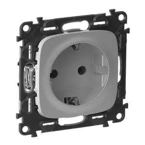 Розетка Legrand VALENA ALLURE, скрытый монтаж, с заземлением, алюминий, 753921