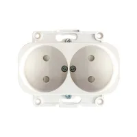 Розетка двойная EKF СТОКГОЛЬМ, скрытый монтаж, со шторками, белый, EYR10-102-10